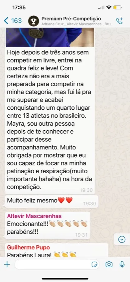 Laura Matos agradece a Mayra após voltar a competir e ficar em quarto lugar no Brasileiro de patinação