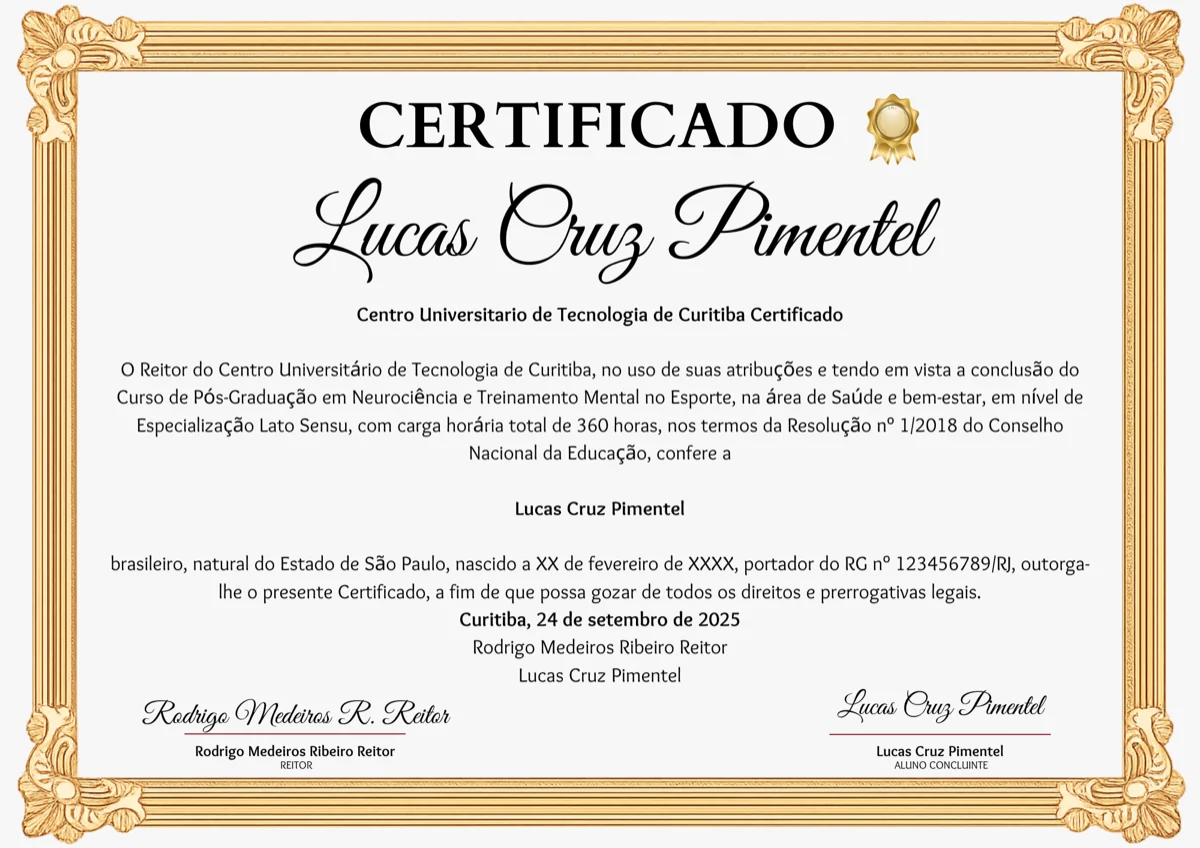 Modelo do certificado de extensão universitária UNIFATEC do Congresso de Liderança Parental